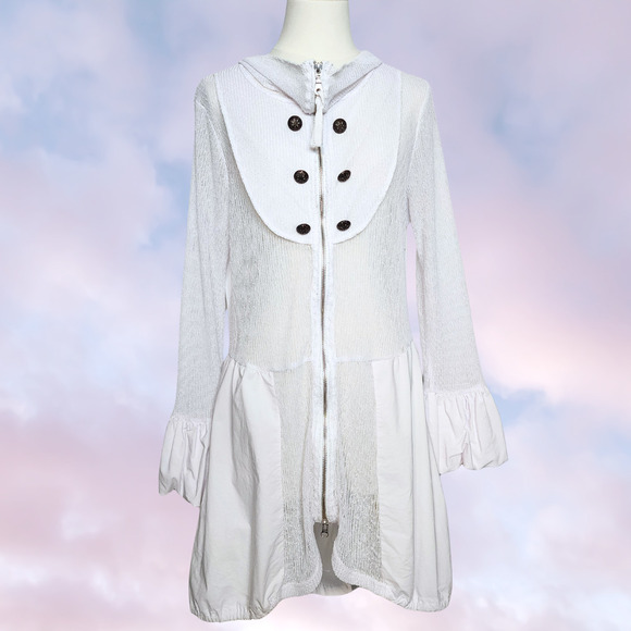 Vtg Vitrin Design White Long Advant Apocalypse Angel Fairy Grunge Puffy Mesh L - Picture 1 of 9